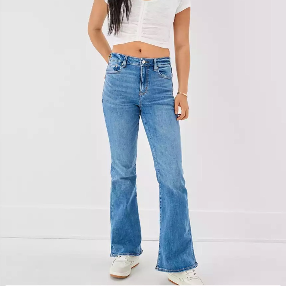 AE super high rise flare jeans
